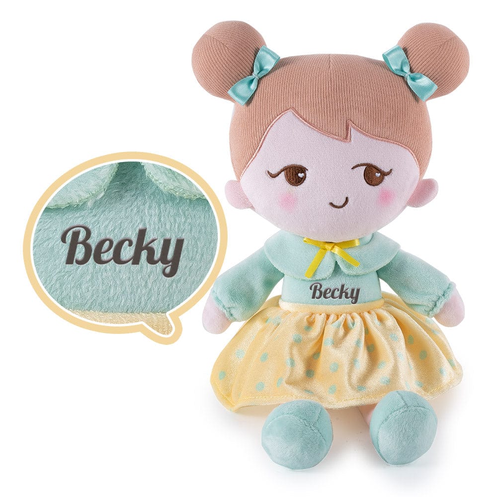 OUOZZZ Personalized Plush Baby Doll And Optional Backpack Becky - Green / Only Doll
