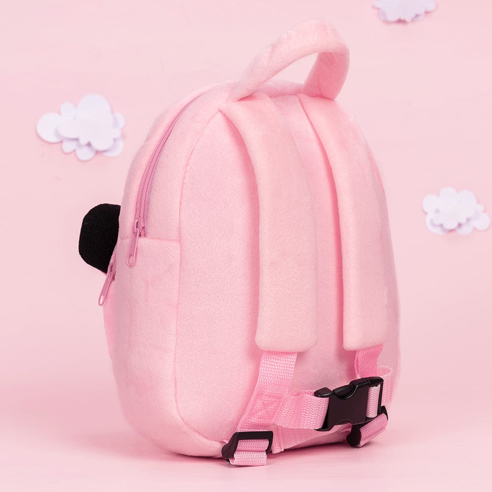 OUOZZZ Personalized Black Hair Pink Plush Baby Girl Backpack