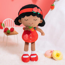 Afbeelding in Gallery-weergave laden, iFrodoll iFrodoll Personalized Deep Skin Tone Plush Strawberry Doll Red
