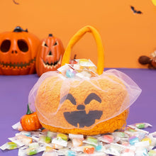 Load image into Gallery viewer, OUOZZZ Halloween Yellow Pumpkin Basket White Ghost Cloth Gift Candy Basket