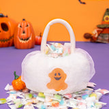 Halloween Yellow Pumpkin Basket White Ghost Cloth Gift Candy Basket