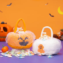Indlæs billede til gallerivisning OUOZZZ Halloween Yellow Pumpkin Basket White Ghost Cloth Gift Candy Basket