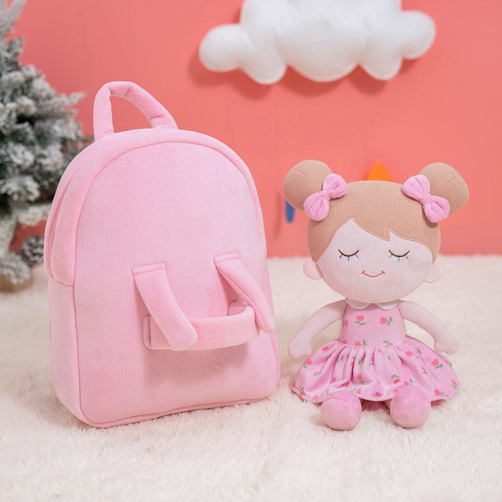 OUOZZZ Personalized Iris Pink Doll and Bag Gift Set Pink Iris + Backpack