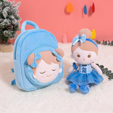 Afbeelding in Gallery-weergave laden, OUOZZZ Personalized Plush Doll IRIS Blue Backpack Ballerina Doll &amp; Backpack
