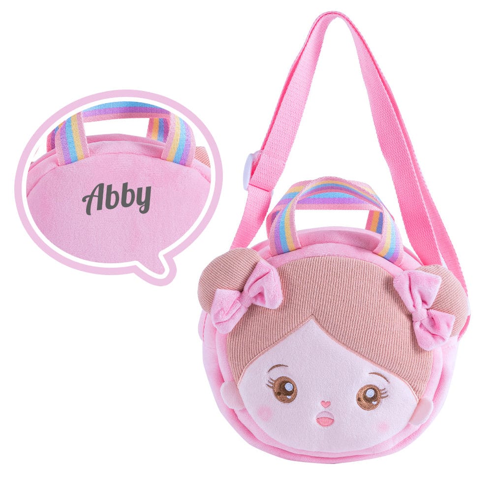 Mochila rosa suave para niños, personalizada para bebés de 1, 2 y 3 años,  lindo bolso con cara con juego de regalo de Navidad