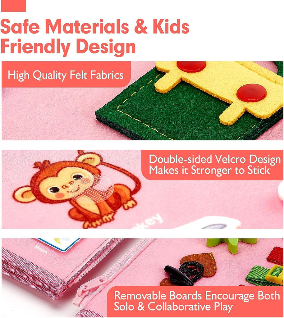 Juguete Montessori de peluche de tablero ocupado para niños pequeños personalizado para niños pequeños de 1 2 3 4 años