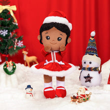 Ladda upp bild till gallerivisning, OUOZZZ Personalized Deep Skin Tone Red Christmas Plush Baby Girl Doll