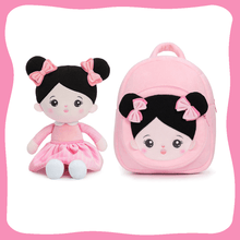 Charger l&#39;image dans la galerie, OUOZZZ Personalized Black Hair Boy &amp; Girl Doll Girl Doll + Backpack
