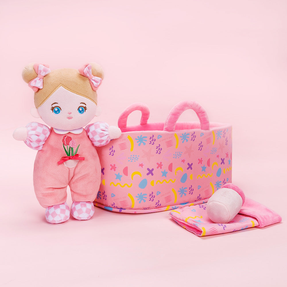 Personalized Blue Eyes Mini Plush Baby Girl Doll & Gift Set
