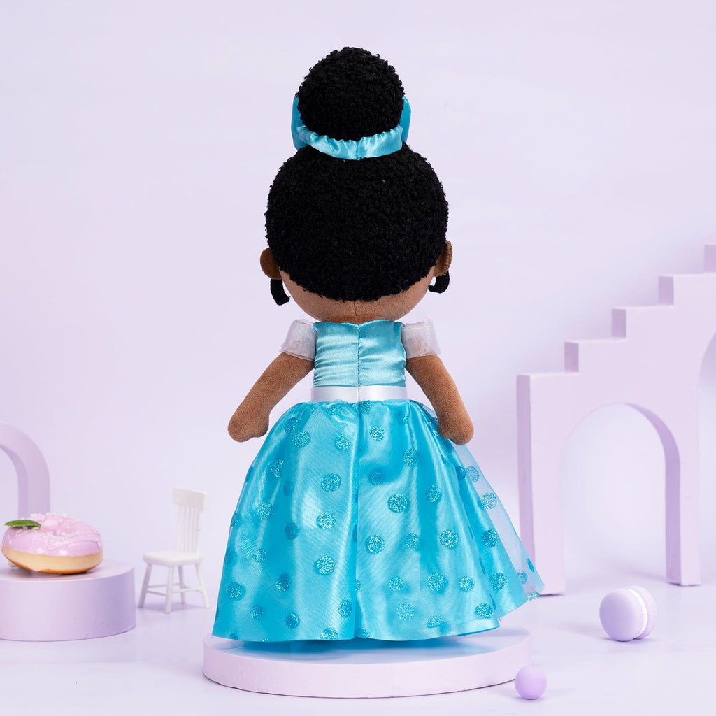 OUOZZZ Personalized Deep Skin Tone Plush Blue Princess Doll