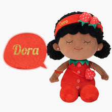 Afbeelding in Gallery-weergave laden, OUOZZZ Personalized Deep Skin Tone Plush Red Strawberry Doll Only Doll