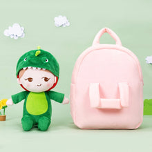 Laden Sie das Bild in den Galerie-Viewer, OUOZZZ Personalized Green Dinosaur Doll Gift Set With Pink Backpack🎒