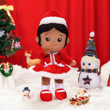 Cargar imagen en el visor de la galería, OUOZZZ Personalized Deep Skin Tone Red Christmas Plush Baby Girl Doll