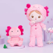 Laden Sie das Bild in den Galerie-Viewer, OUOZZZ Personalized Pink Newt Plush Baby Doll Newt Set