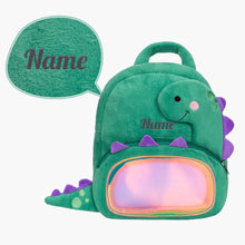 Load image into Gallery viewer, OUOZZZ Personalized Green Dinosaur Plush Backpack Dinosaur Backpack
