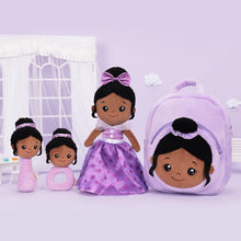 Afbeelding in Gallery-weergave laden, OUOZZZ Personalized Deep Skin Tone Plush Purple Princess Doll