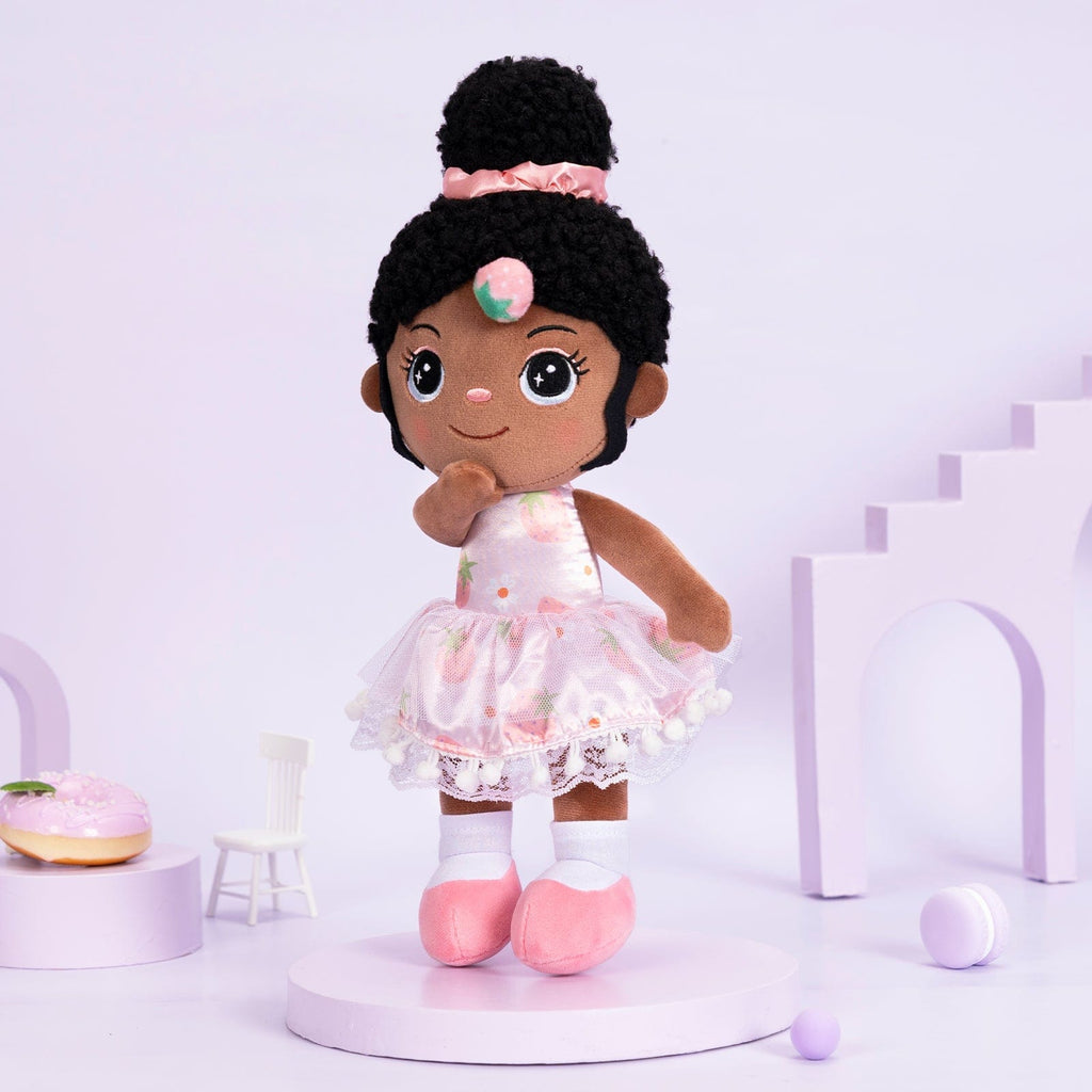 OUOZZZ Personalized Deep Skin Tone Plush Strawberry Doll