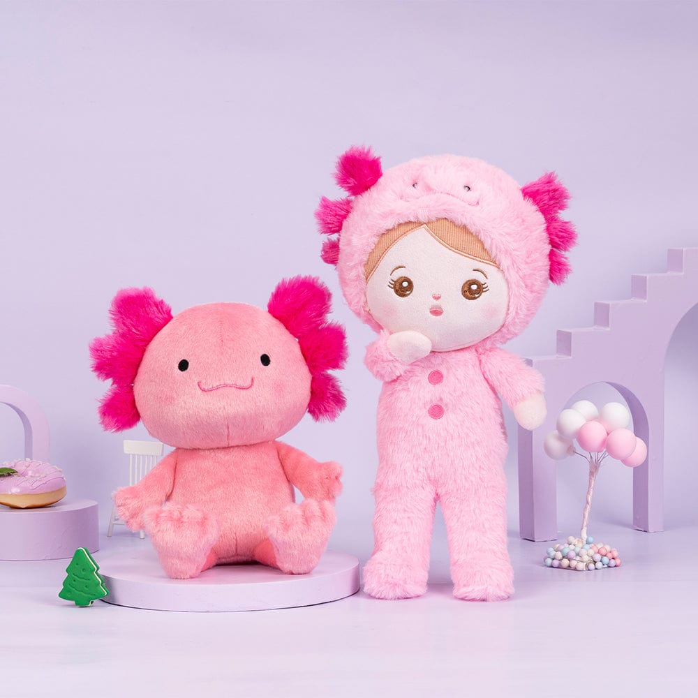 OUOZZZ Personalized Plush Doll Gift Set For Kids 🌸Newt Girl Doll + Animal Doll