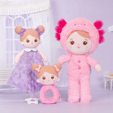 Cargar imagen en el visor de la galería, OUOZZZ Personalized Pink Newt Plush Baby Doll With Rattle &amp; Towel🔔