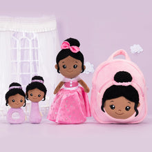 Cargar imagen en el visor de la galería, OUOZZZ Personalized Deep Skin Tone Plush Pink Princess Doll