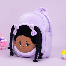Laden Sie das Bild in den Galerie-Viewer, OUOZZZ Personalized Deep Skin Tone Plush Purple Ash Backpack Only Backpack