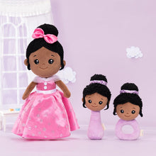 Afbeelding in Gallery-weergave laden, OUOZZZ Personalized Deep Skin Tone Plush Pink Princess Doll