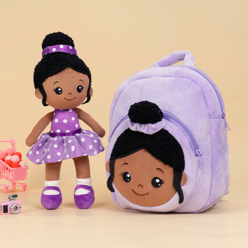 OUOZZZ Featured Gift - Personalized Doll + Backpack Bundle Deep Purple Nevaeh / With Bag