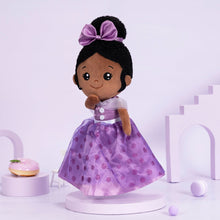 Laden Sie das Bild in den Galerie-Viewer, OUOZZZ Personalized Deep Skin Tone Plush Purple Princess Doll