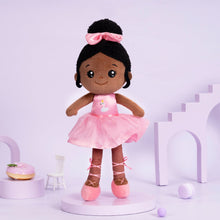 Cargar imagen en el visor de la galería, OUOZZZ Personalized Deep Skin Tone Plush Pink Ballet Doll