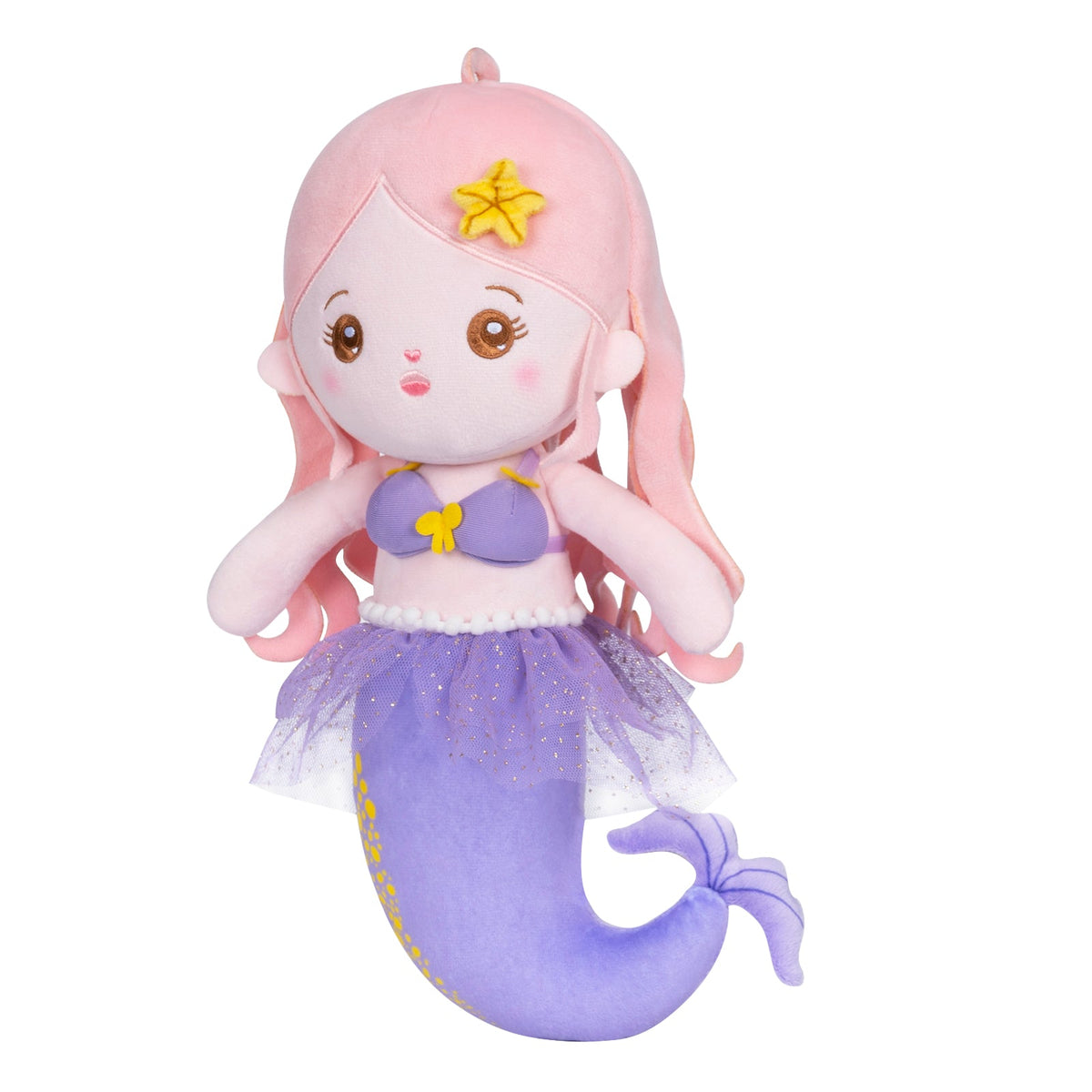 Personalized Fantasy Mermaid Doll, Plush Baby Girl Doll, Pink Hair