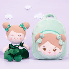 Load image into Gallery viewer, OUOZZZ Personalized Green Plush Baby Backpack With Green Iris