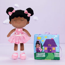 Cargar imagen en el visor de la galería, OUOZZZ Personalized Deep Skin Tone Plush Pink Dora Doll With Cloth Book📔