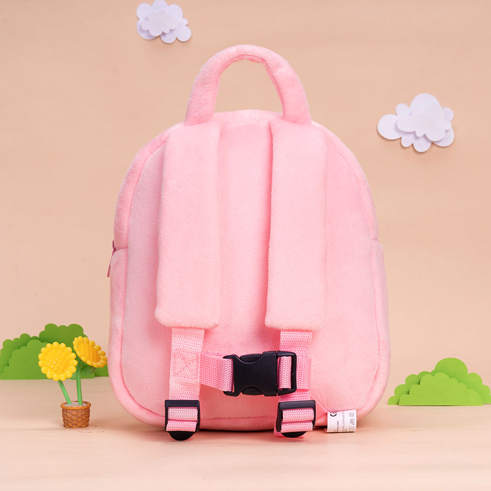 Mochila personalizada de felpa rosa para niña juguetona