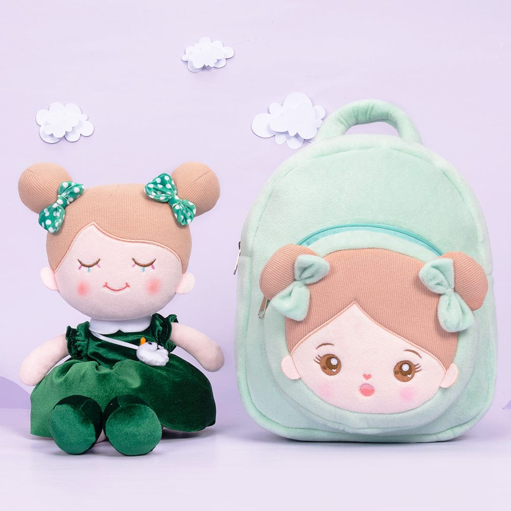 OUOZZZ Personalized Plush Doll and Optional Backpack I- Green💚 / Gift Set With Backpack