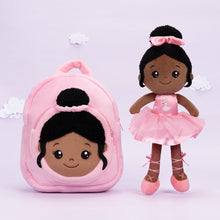 Indlæs billede til gallerivisning OUOZZZ Personalized Deep Skin Tone Plush Pink Ballet Doll Ballerina+Backpack