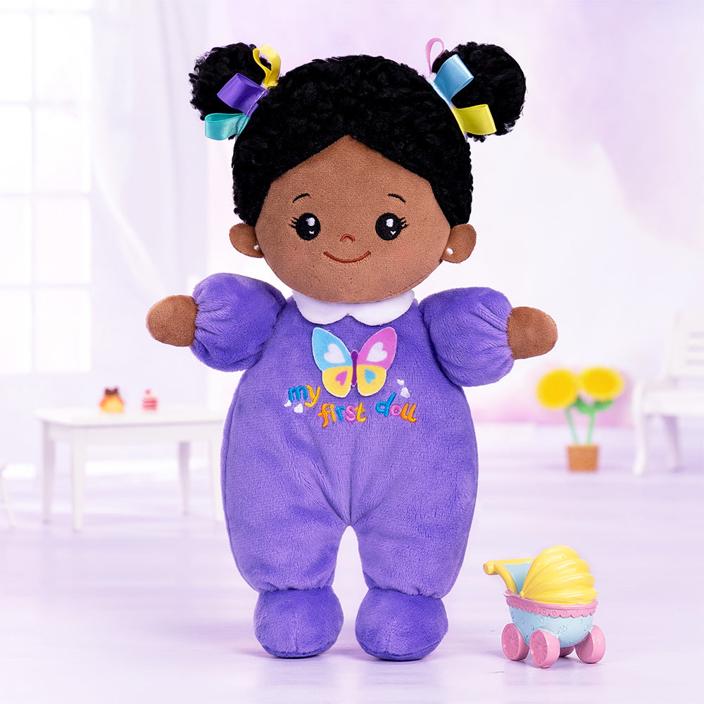 Mini muñeco de peluche personalizado en tono de piel púrpura púrpura