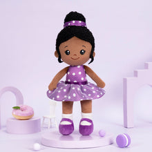 Load image into Gallery viewer, OUOZZZ Personalized Purple Deep Skin Tone Plush Nevaeh Doll