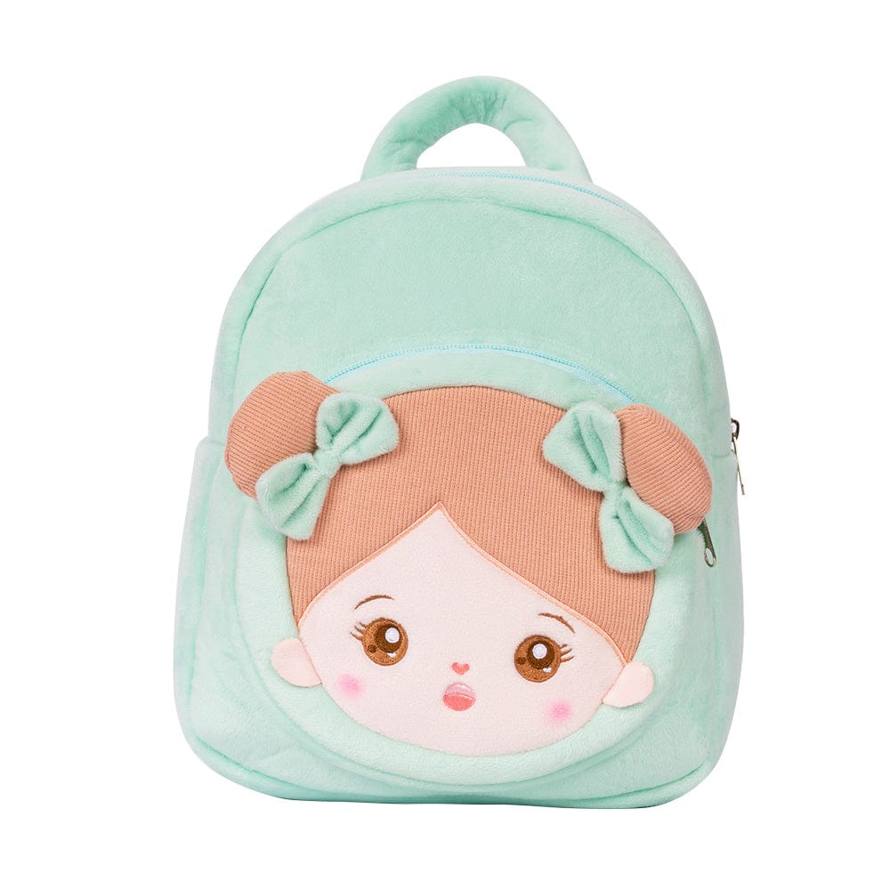 Personalized Green Plush Baby Backpack, Baby's first doll toy gift, For