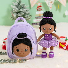 Afbeelding in Gallery-weergave laden, OUOZZZ Personalized Deep Skin Tone Plush Doll N - Purple Doll + Backpack