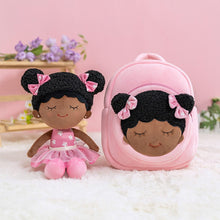 Cargar imagen en el visor de la galería, OUOZZZ Personalized Plush Rag Baby Girl Doll + Backpack Bundle -2 Skin Tones Dora - Pink