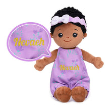 Laden Sie das Bild in den Galerie-Viewer, OUOZZZ Personalized Sitting Position Dress up Deep Skin Tone Plush Lite Baby Girl Doll