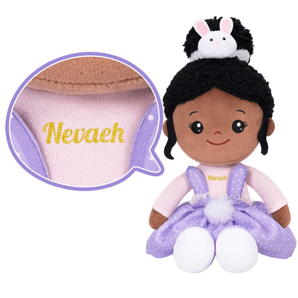OUOZZZ Ouozzz Personalized Easter Bunny Plush Doll Spring Gift Set For Kids Deep Skin Purple Nevaeh Doll