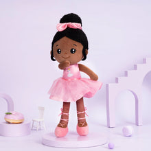 Indlæs billede til gallerivisning OUOZZZ Personalized Deep Skin Tone Plush Pink Ballet Doll
