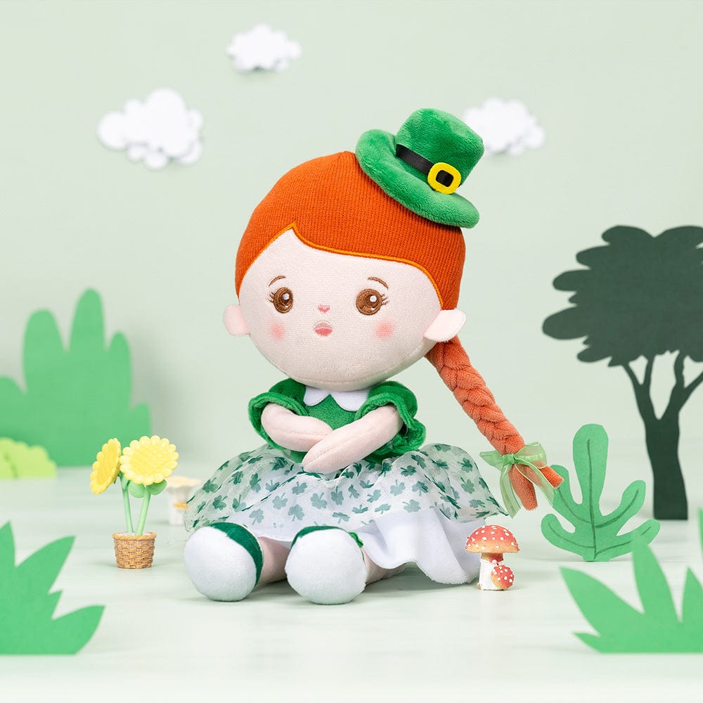 OUOZZZ Red Hair Personalized Green Clover Plush Doll