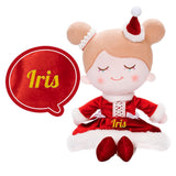 Muñeca de Peluche de Niña de Navidad Roja Personalizada