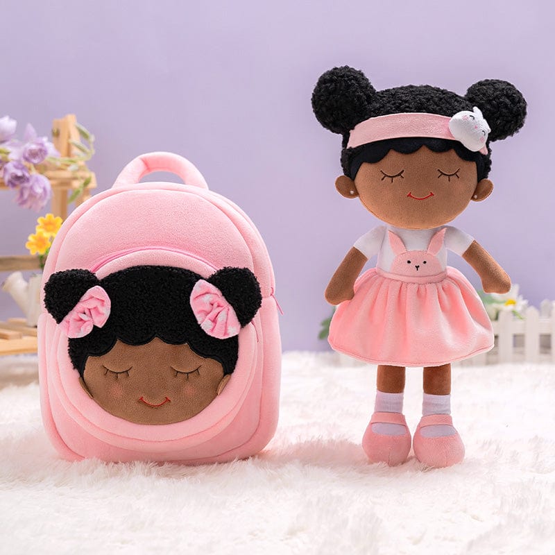 OUOZZZ Personalized Plush Rag Baby Girl Doll + Backpack Bundle -2 Skin Tones Dora Bunny / With Backpack