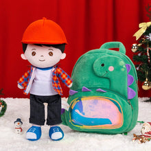 Load image into Gallery viewer, OUOZZZ Personalized Black Hair Boy &amp; Girl Doll Boy Doll + Backpack