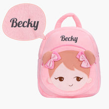 Ladda upp bild till gallerivisning, OUOZZZ Personalized Playful Girl Pink Plush Backpack Only Backpack