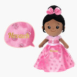 Personalized Deep Skin Tone Plush Pink Princess Doll