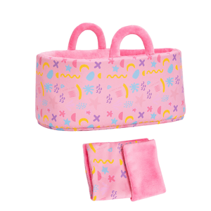 OUOZZZ Petits Accessoires en peluche de Poupée pour Enfants Berceau Rose + Couette Rose